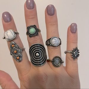 Set of 7 Boho Rings
